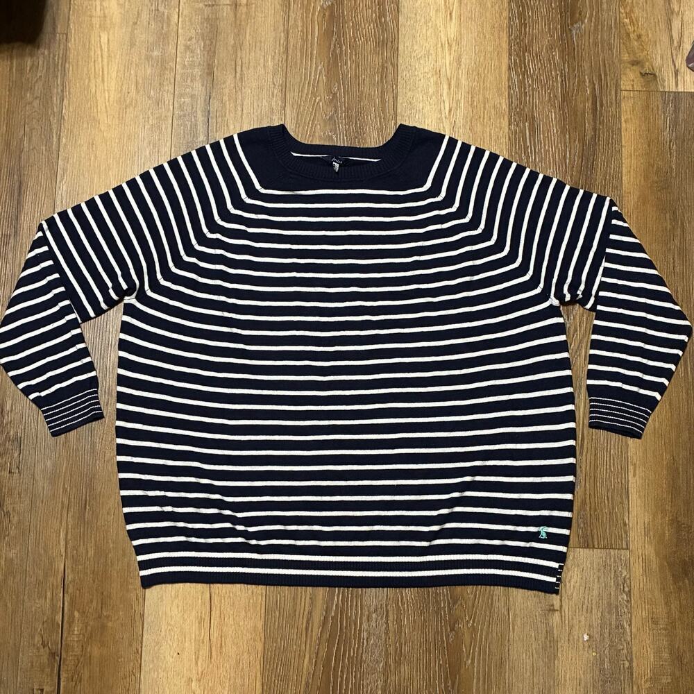 Joules Vicky Striped Jumper Sweater Women's Plus 22 Linen Blend Breton Knit Blue